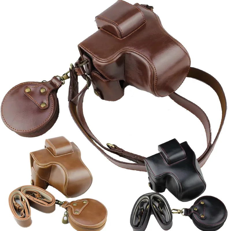 Pu Cuoio Della Macchina Fotografica Sacchetto Della Copertura Del Sacchetto Per Canon Eosm50 Eos M50 15-45Mm Lens Fotocamera Con Battery Openning