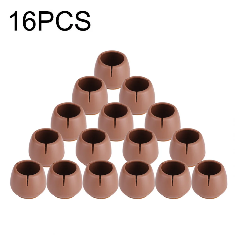 

16Pcs Brown PVC Table Chair Furniture Leg Non Slip Foot Cap Cups Cover Floor Protector