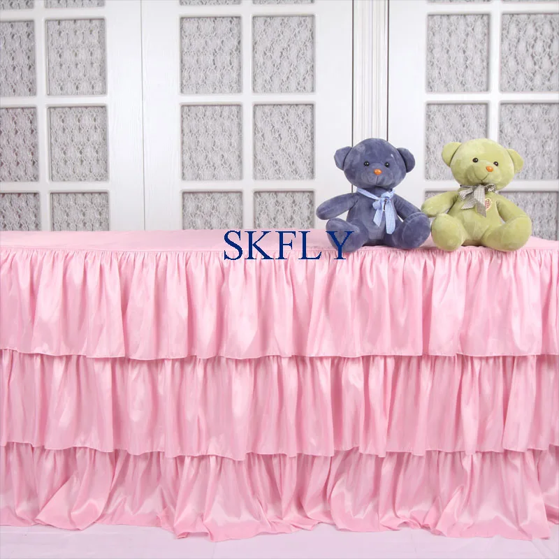 SK002G больше цветов на заказ Дешевые Свадебные гофрированные собранные синие розовые фиолетовые белая тафта настольная юбка с липучкой - Цвет: pink