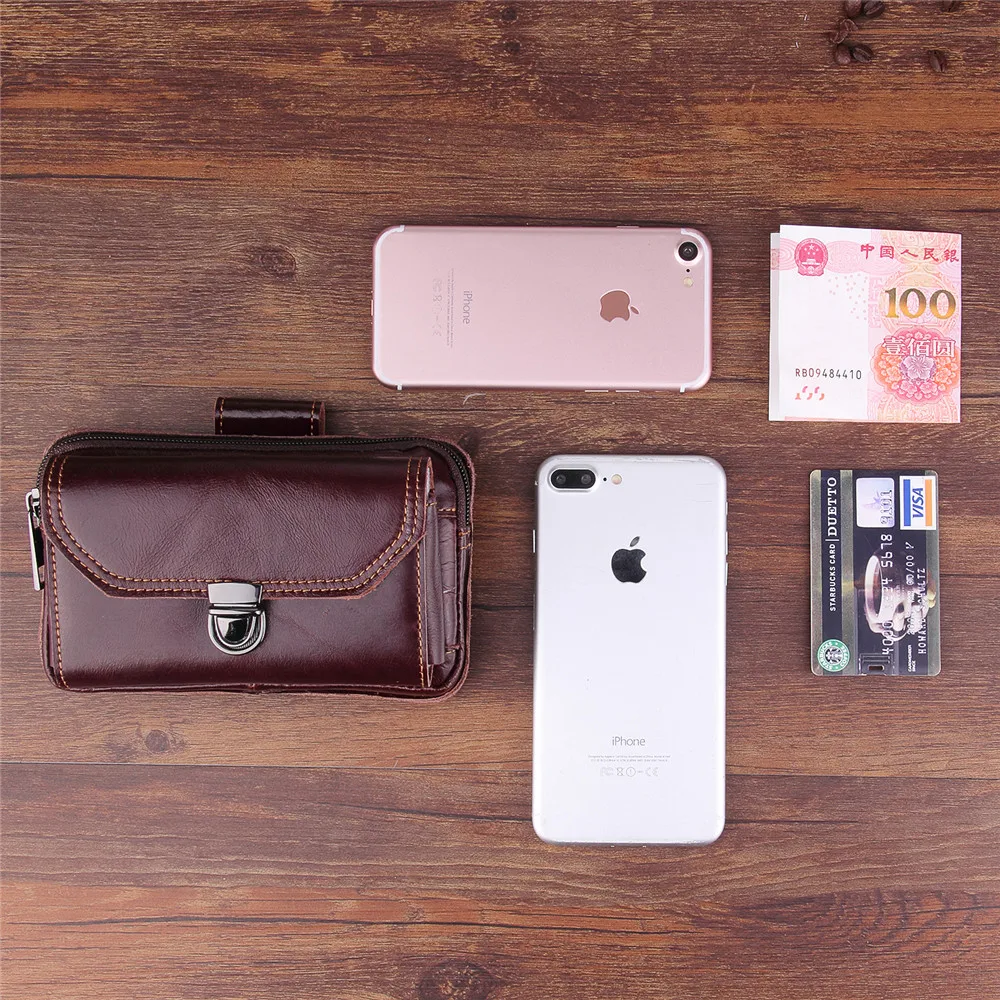 Роскошный кошелек из натуральной кожи для iPhone 8 plus, универсальный коричневый Мужской поясной ремень, чехол для мобильного телефона S9 S8 Plus с карманом