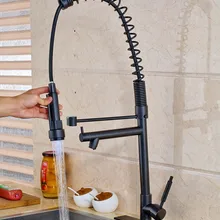 Масло втирают Бронзовый кухонный кран для раковины один Hanlde Весна кран светодиодный носик смеситель кран с крышкой пластины