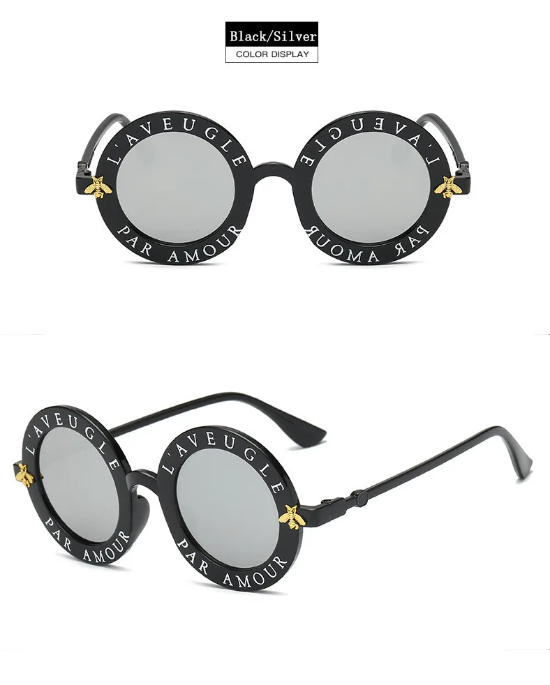 Ретро Круглые Солнцезащитные очки для женщин, фирменный дизайн, английские буквы, пчелиный круг, солнцезащитные очки, модные женские очки