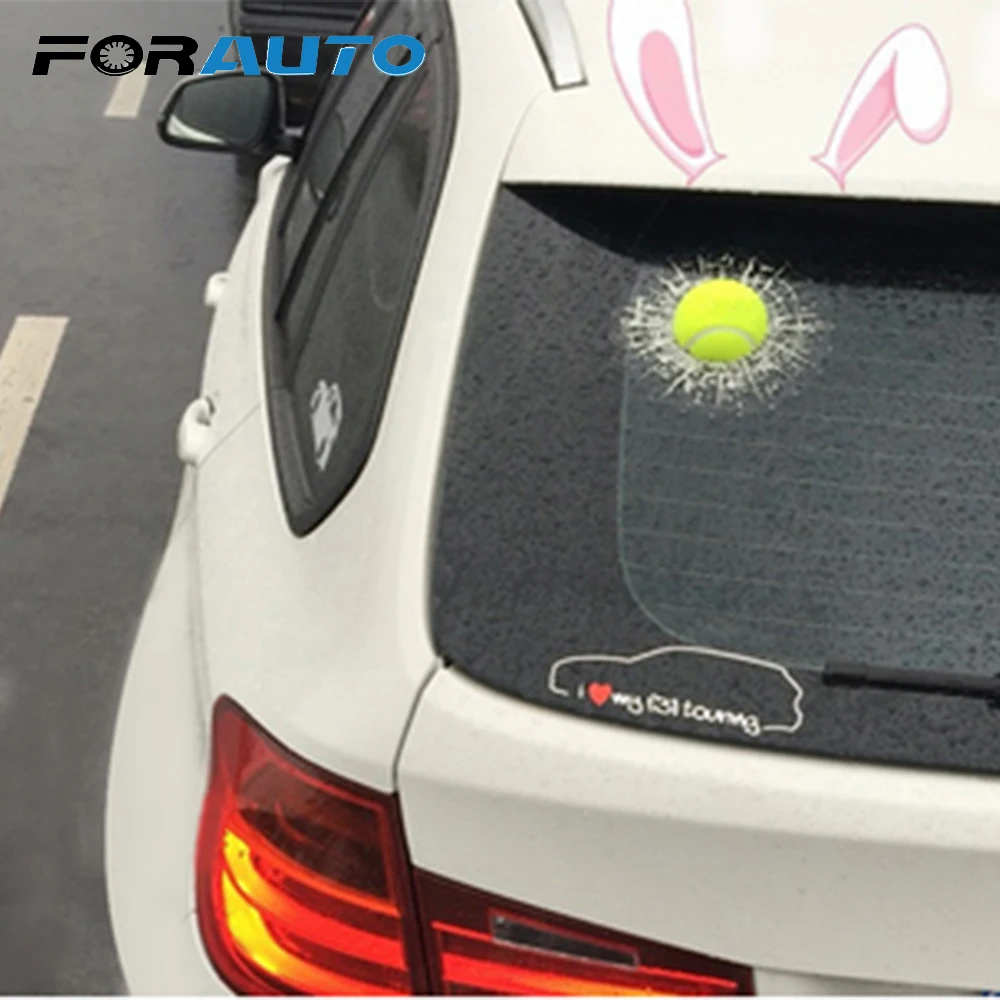 

FORAUTO 3D Car Stickers Accessories Baseball Tennis Football Car Styling Window Sticker Funny Ball Hits Car Body