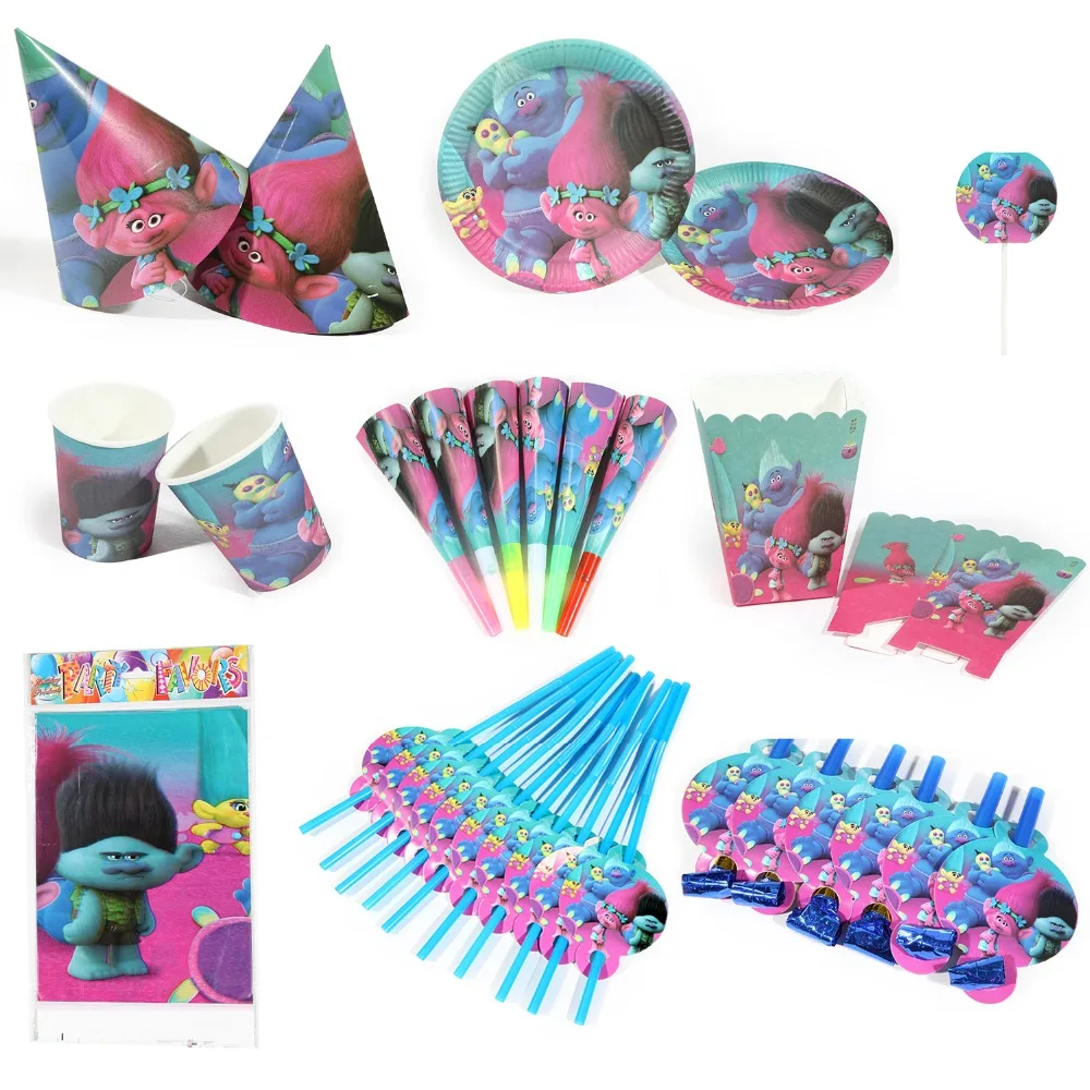 

67PCS/lot Wholesale Trolls Theme Party decorations Baby Happy Birthday wedding event party supplies for kids