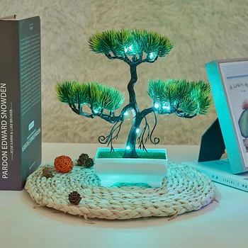 

Artificial Plants LED Lights Waterproof Pine Bonsai Styled Home Plant Ornament Lamp #4