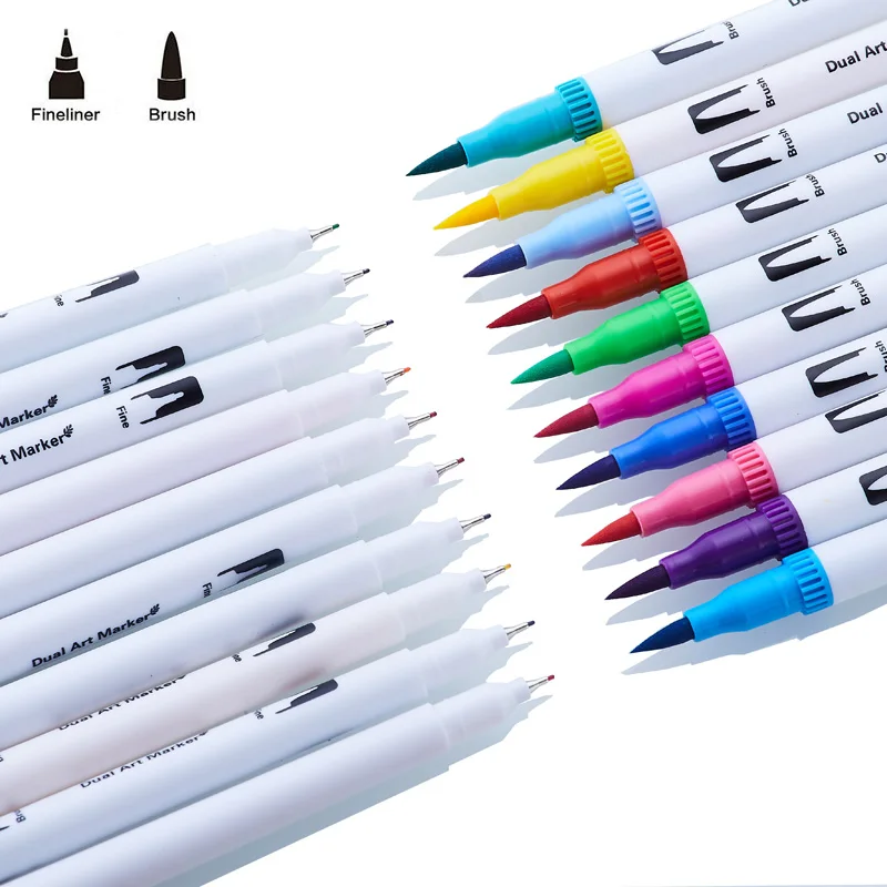 100 цветов художественные маркерные ручки с двойным наконечником ручка-карандаш для рисования детей акварельные ручки школьные принадлежности канцелярские принадлежности