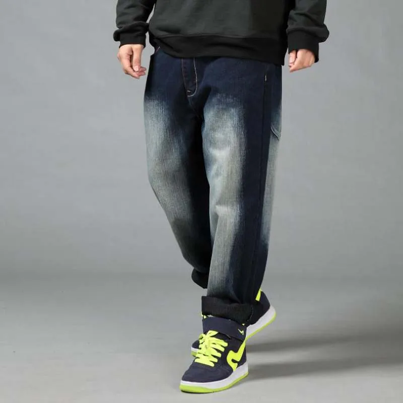 Весна осень прилив мужские черные свободные джинсы хип хоп Большие размеры 44 46 мужские длинные брюки человек Colthing мешковатые штаны 4 сезо