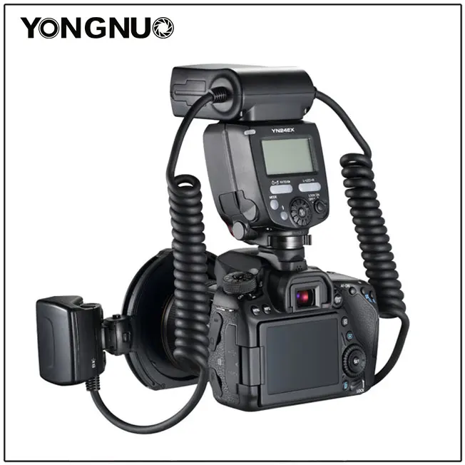 Светодиодная лампа для видеосъемки Yongnuo YN24-EX YN24EX вспышка для макросъемки ETTL вспышка профессиональное освещение для фотостудии Speedlite для Canon с двойной головкой вспышки светильник для цифровой однообъективной зеркальной камеры Canon EOS 5diii 7DII 80D 750D