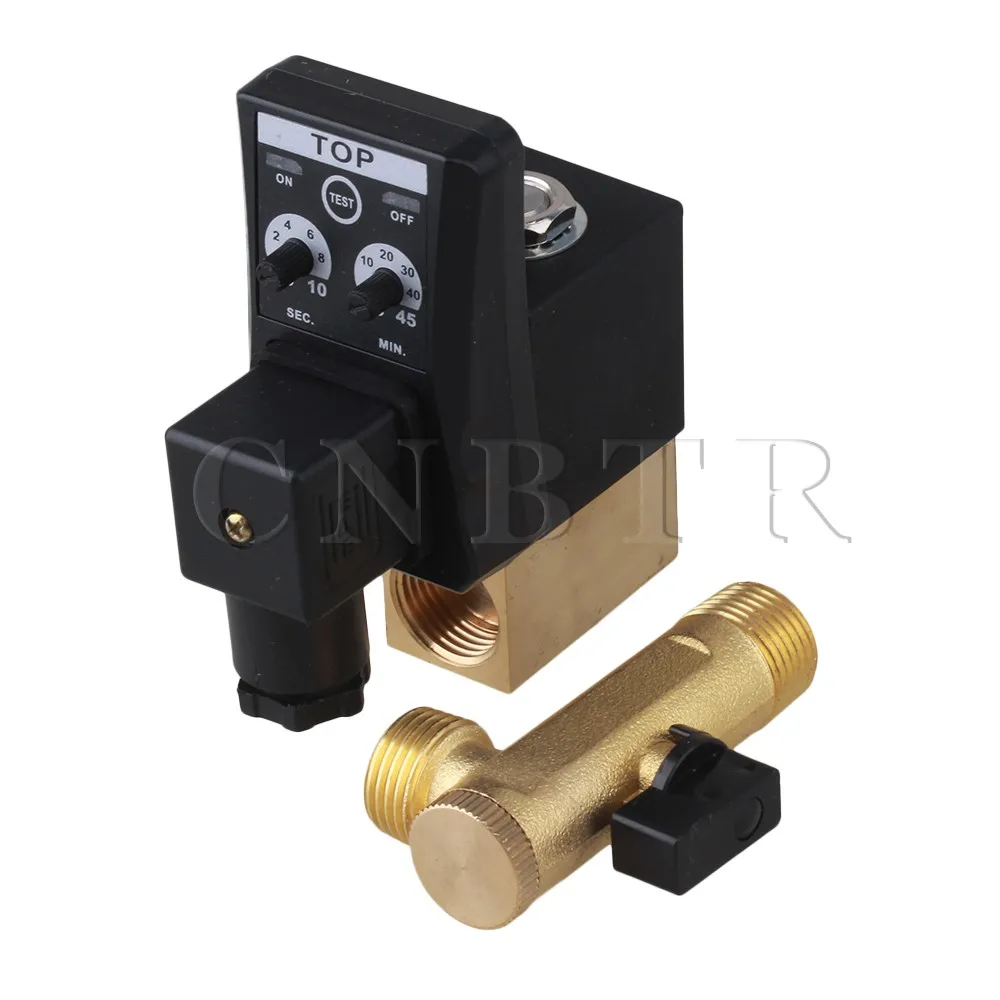 Cnbtr Ac220v 1/2" Electronic Timed Air Compressor Automatic 2way Drain