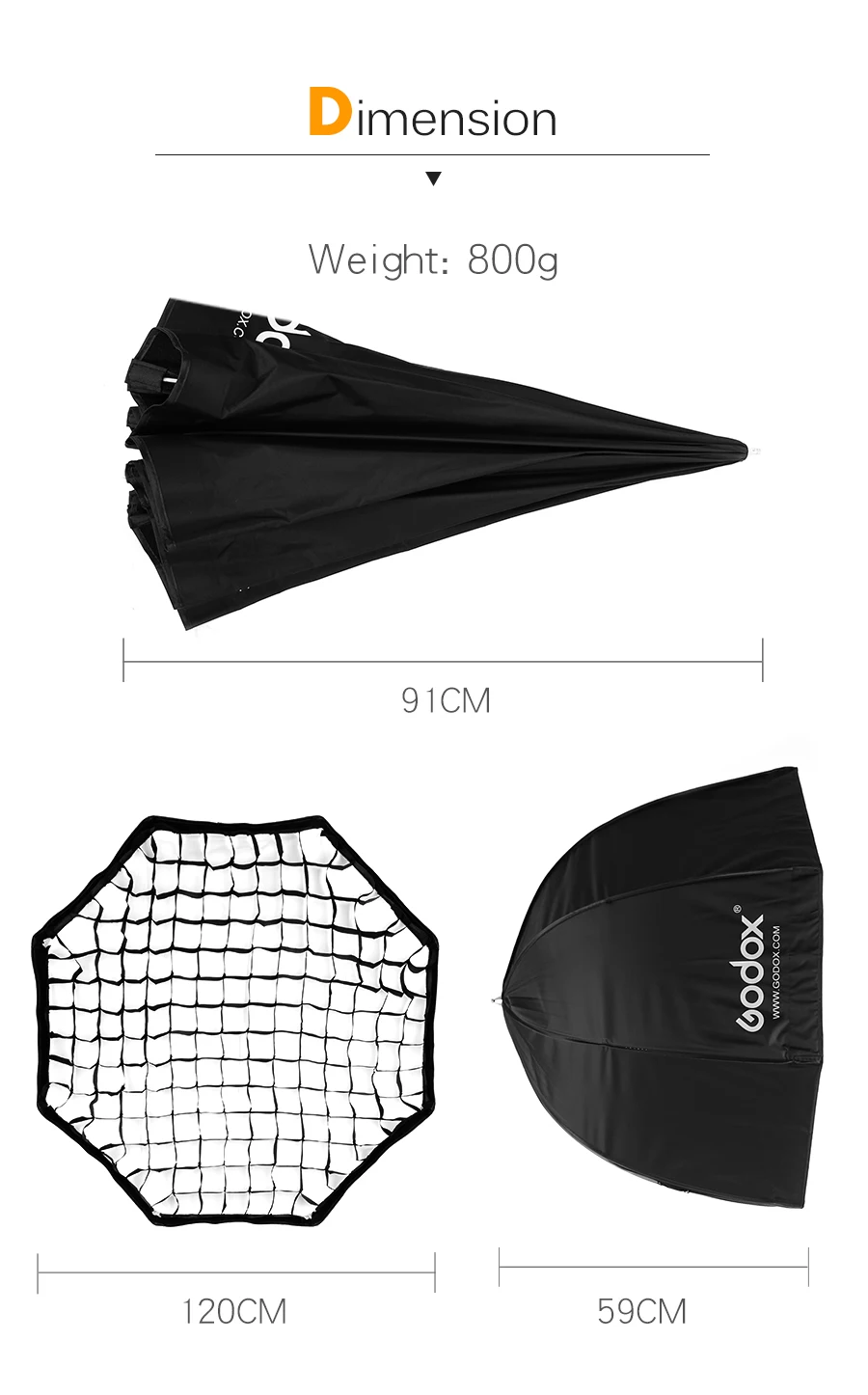 Godox портативный восьмиугольный зонтик 120 см 47 дюймов софтбокс с сотовой сеткой Фото Отражатель сотовый софтбокс для вспышки Speedlight