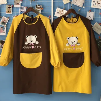 

Apron long sleeves waterproof oil-proof fashion kitchen jacket adult cute couple work clothes custom logo waist apron