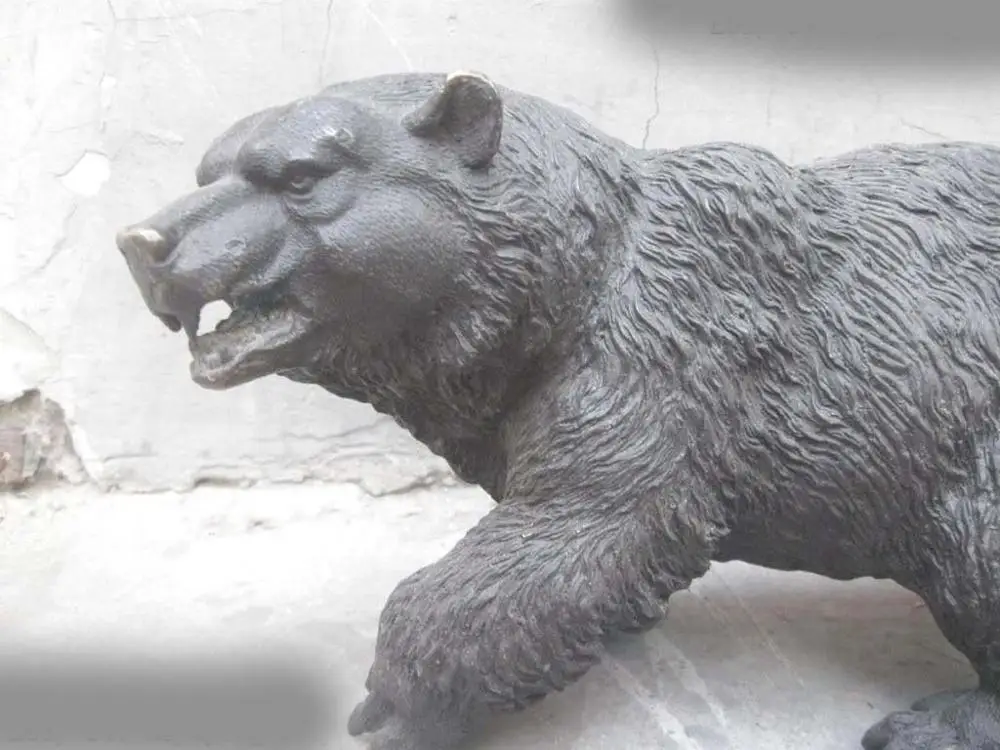 

8" Chinese copper bronze carved beautiful fine black bear Sculpture Statue