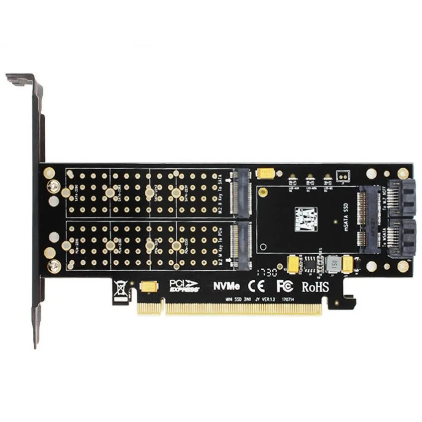 M.2 Накопитель SSD с протоколом NVME NGFF к PCI Express X16 адаптер M ключ B Ключ mSATA PCI Express 3,0 3 в 1 конвертер NVME M2 SSD m.2 AHCI SATA SSD mSATA