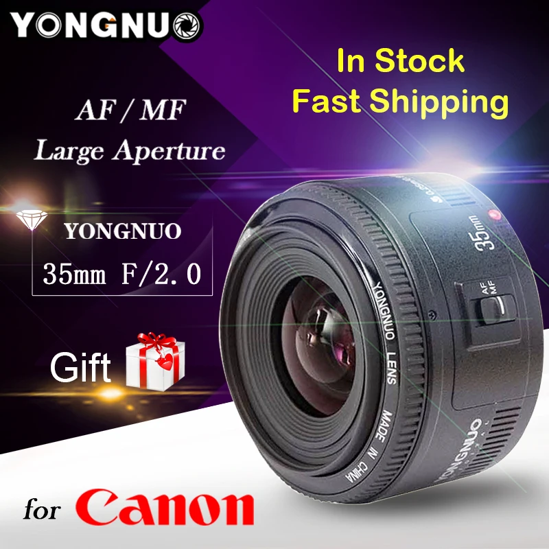 Бесплатный подарок YONGNUO YN35mm 35 мм f/2 Объектив широкоугольный большой апертурой