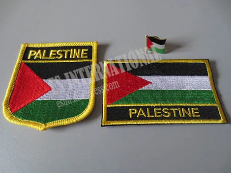 

National Flag Embroidery Patches and Metal Flag Lapel Pin PALESTINE