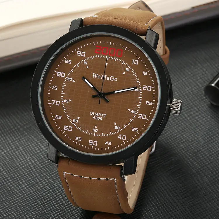 

WoMaGe Luxury Brand Male Army Sports Leather Analog Display Military Men's Quartz Watch Business Men Watches 100pcs/lot