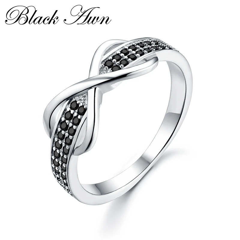 

[BLACK AWN] 925 Sterling Silver Fine Jewelry Trendy Engagement Bague for Women Wedding Rings C090