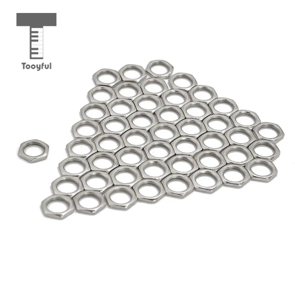 Tooyful 50 Pack Guitar Bass Jack Socket Nut Thin Nut for Guitar Parts Accessories 8mm Diameter