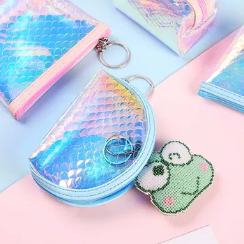 

Newest Laser Scales Students Coin Purse Children PU Zipper Change Purse Girls Women Men's Mini Wallet Key Card Bag Kids Gift