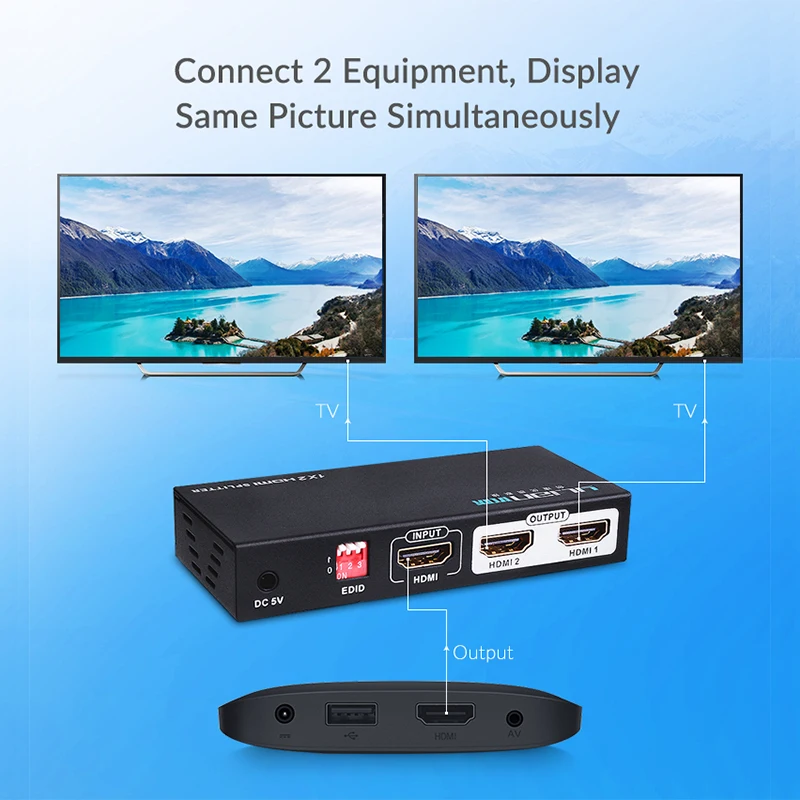 Unnlink Профессиональный 2 Порты и разъёмы HDMI Коммутатор сплиттер с EDID Технология