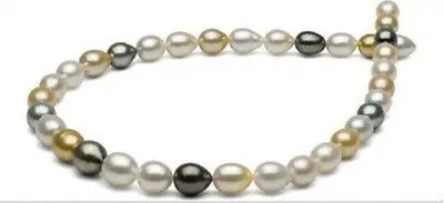 

HOT## Wholesale FREE SHIPPING >>> CHARMING 18"NATURAL SOUTH SEA GENUINE WHITE GOLD BLACK PEARL NECKLACE 14K