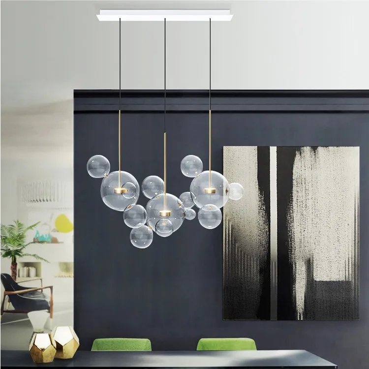 Nordic post-modern glass living room chandelier simple personality restaurant light Mickey bubble bedroom study pendant lamp Nordic post-modern glass living room chandelier simple personality restaurant light Mickey bubble bedroom study pendant lamp