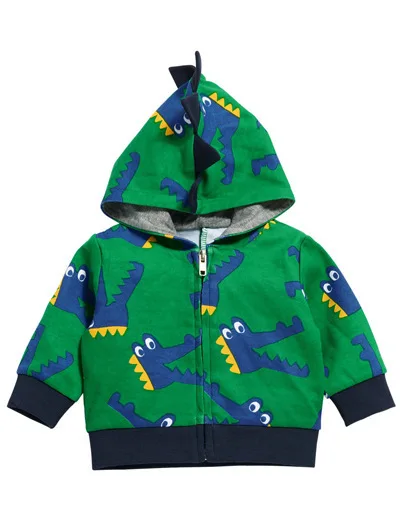 Толстовки для мальчиков с изображением животных; детская одежда на весну-осень; пальто на молнии с изображением динозавра; детский модный свитер; От 2 до 5 лет одежда для малышей