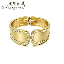 2016 New Fashion Pulseras Gold Cuff Bracelets & Bangles for Women Jewelry Simple Rhinestone snap hook Bracelet Pulseiras Bijoux