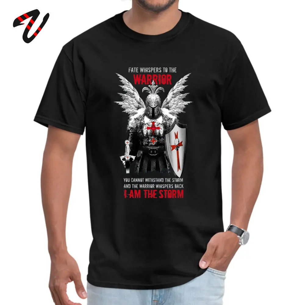 Knights Templar Warrior 100% Cotton T Shirt for Male Short Sleeve Classic Tees Funky VALENTINE DAY Crewneck T-Shirt Summer Knights Templar Warrior -15440 black