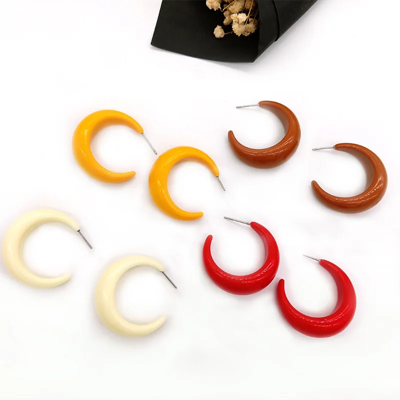 

2019 Oorbellen Brincos Of Simple Large-brand Acetic Acid Edition Crescent C-shaped Earrings Acrylic Plate Geometric Wholesale