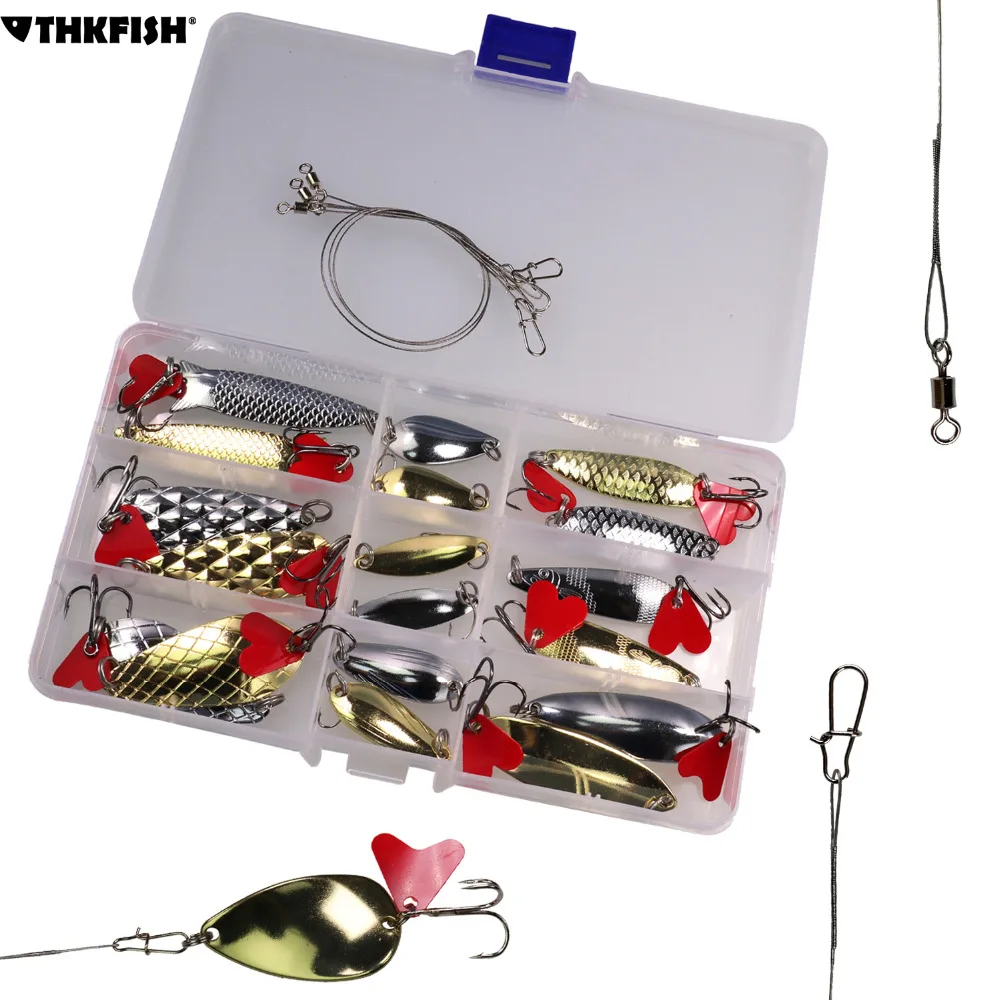 21pcs/box Fishing Spoons Set Jig Fishing Lures Metal Spoons Spinner