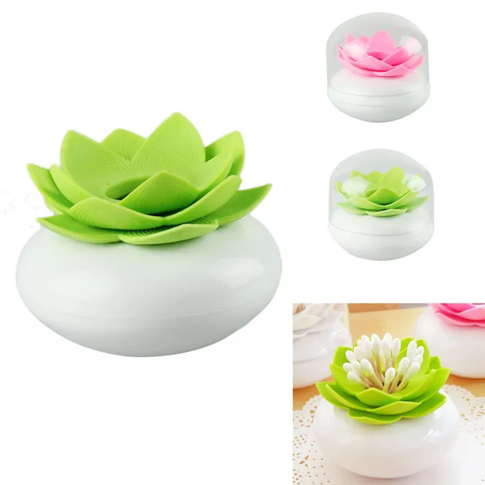 Delicate Flower Cotton Bud Holder Toothpick Case Cotton Swab Box Vase