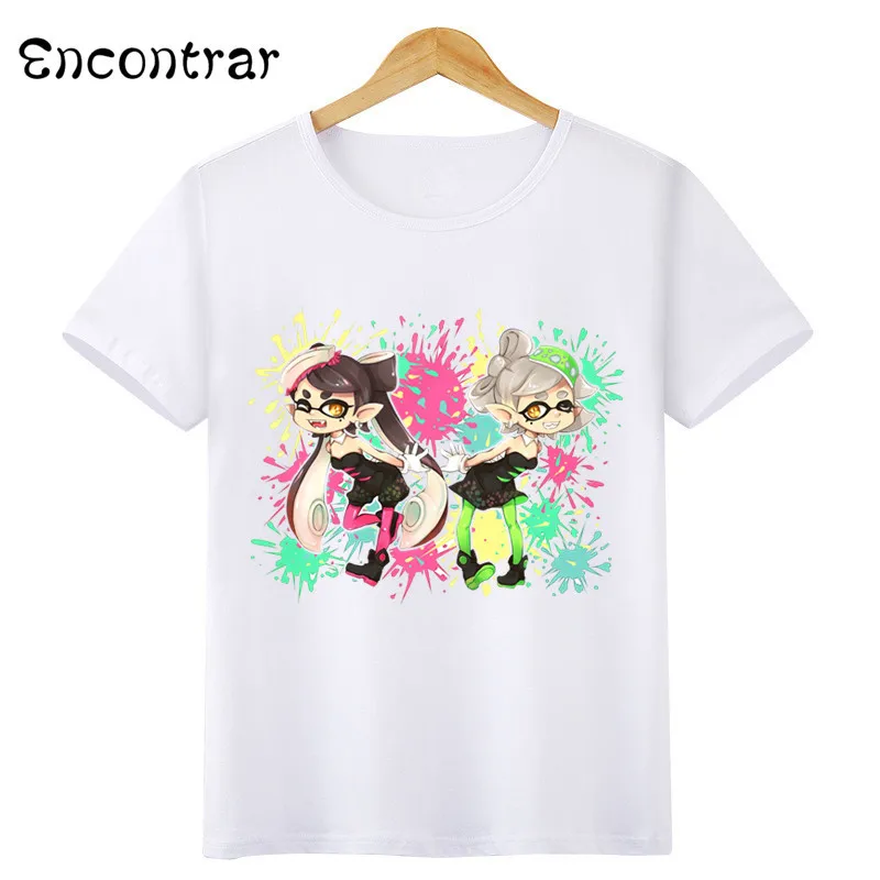 

Kids Splatoon Inkling Design T Shirt Boys/Girls Casual Short Sleeve Tops Children's Funny White Anime T-Shirt,ooo3071