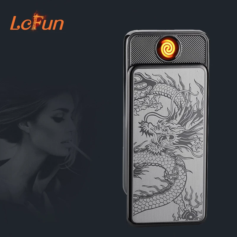 

Lufun Flameless Pulsed USB Charging Plasma Lighter Inductive Touch Fingerprint Ignition Windproof Cigarette Electronic Lighters