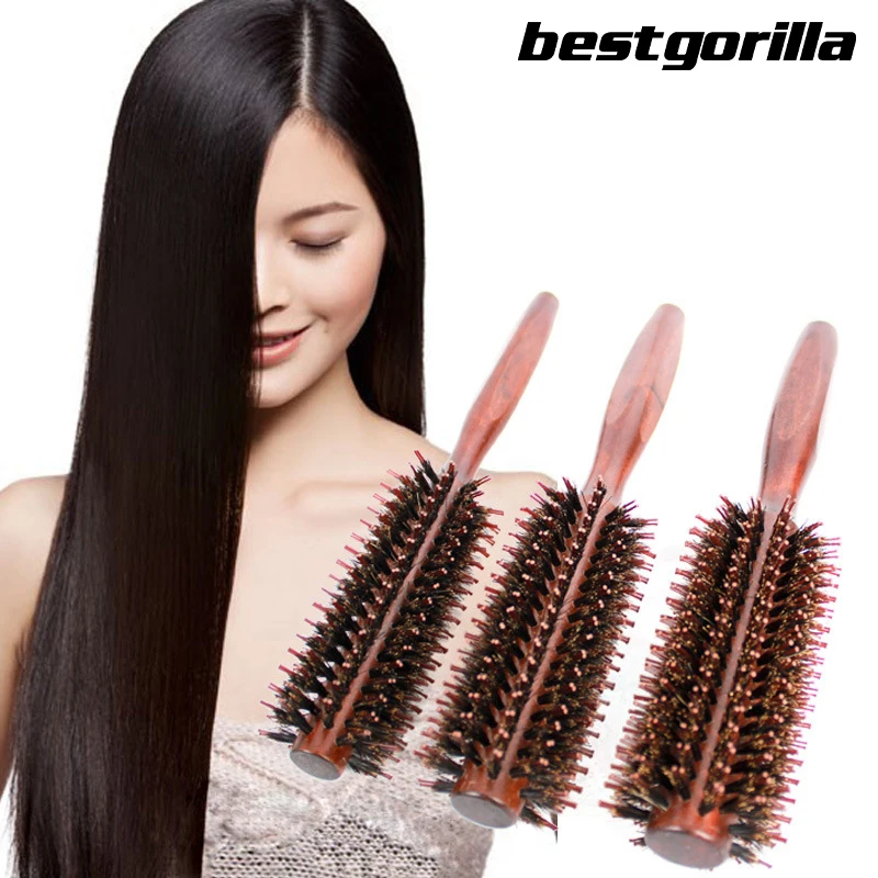 2017 newest Wooden combs bristles combs round combs blows straight hair curls combs antistatic rolls