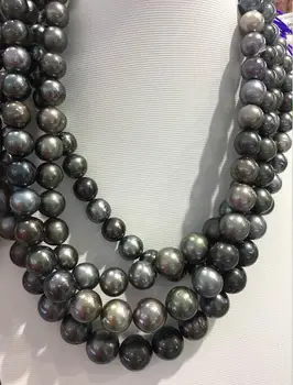 

Jewelry 13-14mm Metallic Gray Tahitian Round Pearl Strand Necklace