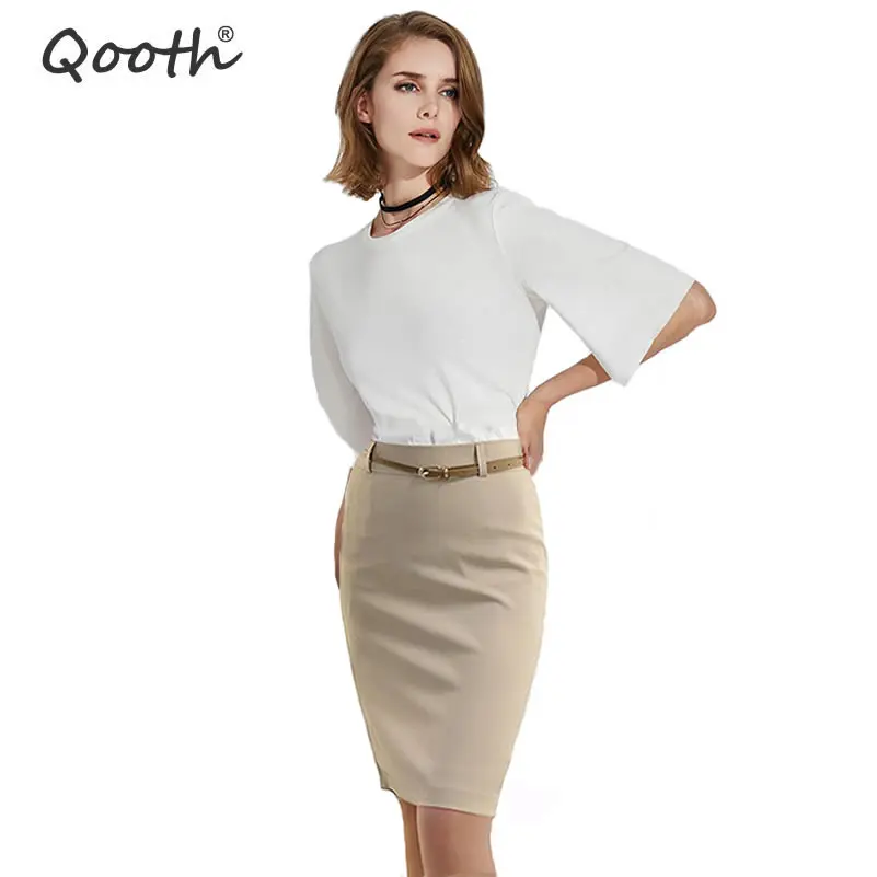 Preise Neue Sommer Herbst Mode Büro Solid Farbe frauen EINE linie Knie Länge Plus Größe 3XL Rock Gürtel Farbe Senden nach dem zufall DF245