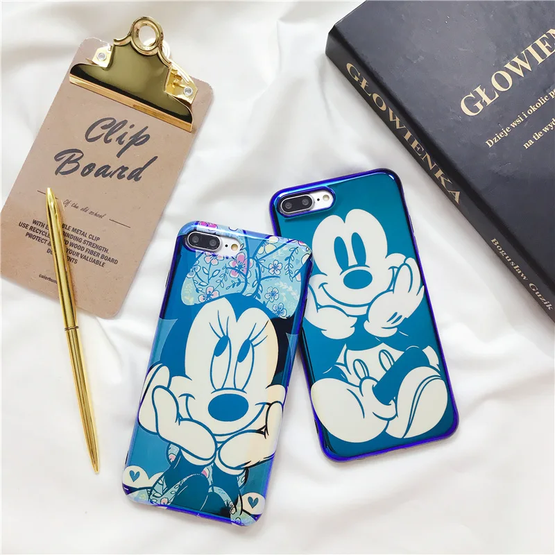 WULAWUKU мода мультфильм Микки и Минни чехол мягкий Blue-ray Популярные для iphone X 8 плюс 7 6s