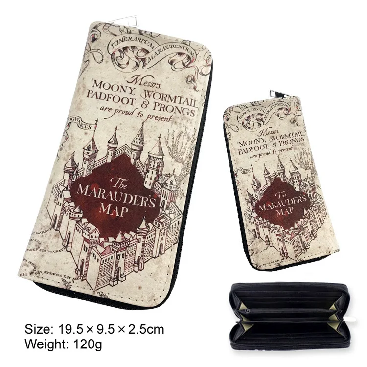 

Cosplay Long Zipper Wallet Hogwarts Admission Letter Marauders Map Hogwarts Express 9 3/4 Platform Pattern Purse Wizard Notecase