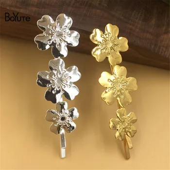 

BoYuTe 20Pcs 52*21MM Flower Hairpin Metal Iron Diy Women Hair Ornaments Accesories