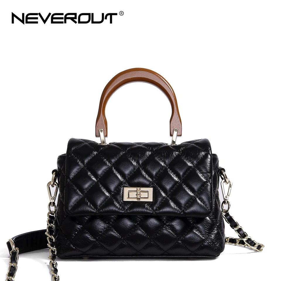NEVEROUT Классический решетки женская сумка пояса из натуральной кожи Маленькая Tote