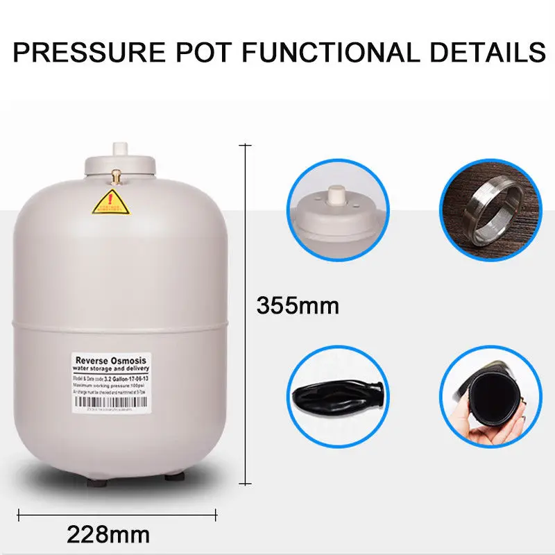 12л 3,2 галлоновый сплав жилого давления резервуар для хранения воды для систем обратного осмоса(RO) очиститель воды наборы фильтров