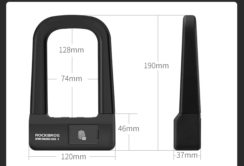 ROCKBROS Противоугонный велосипедный замок, велосипедный замок с отпечатком пальца, u-образный замок, MTB дорожный складной горный велосипед, замки для мотоциклов, велосипедные аксессуары