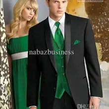 Черные мужские смокинги для жениха на заказ с двумя пуговицами и шалью, мужские костюмы на свадьбу, Выпускной/деловой костюм(пиджак+ брюки+ жилет+ галстук