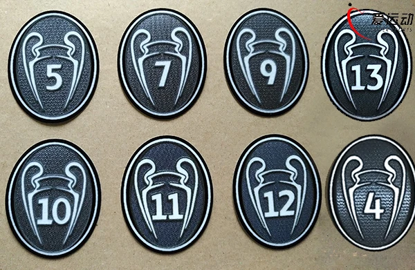 

Top quality Trophy 4 5 7 9 10 11 12 13 times champion badge grey UCL champion 4-13 times trophy badge