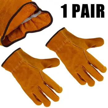 

1 Pair Heavy Duty Gardening Gloves Heat-Insulated Gloves Thorn Proof Cowhide Leather Garden Cleaning Household Supplies Mayitr