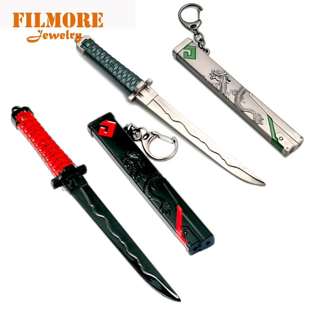 

Overwatch Spike Sword Scabbard Sets Two Piece Genji ROADHOG Weapon Model Hook Model Keychain Alloy Keyring Souvenirs Fans Gift