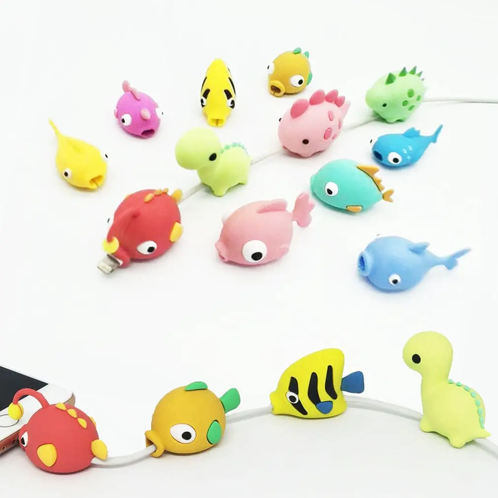 

Cute Animal Cable Protector For Iphone Charger Cable Cord Wire Cartoon Protection Mini Silicone Cover Charging Cable Winder