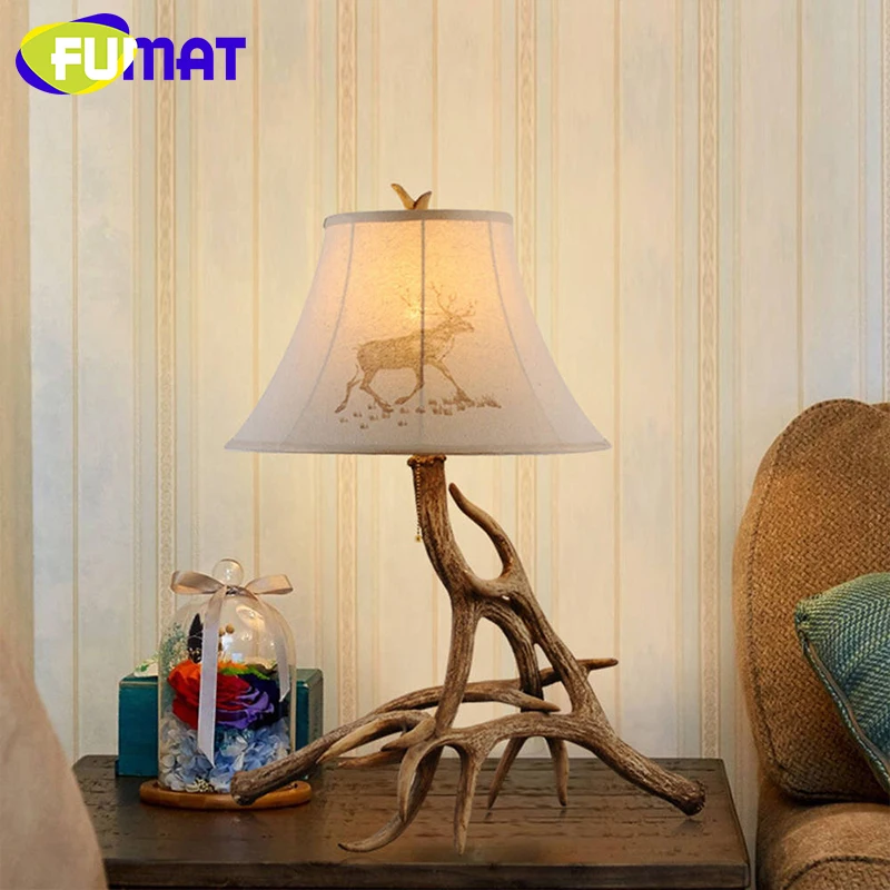 

FUMAT Antlers Resin Table Lamp Modern LED Antler light Lustre Living Room table light desk light Vintage led light lamp
