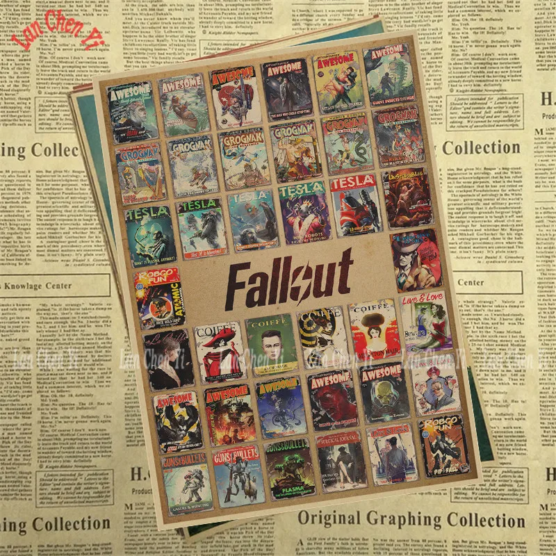 Fallout Классическая серия ностальгическая матовая крафт-бумага плакат офисный подарок столовая домашний Декор стикер дизайн - Цвет: Светло-зеленый